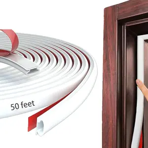 White Stripping Door Seal Strip, D Shape Door Seal Strip, Self-Soundproofing Frame Insulation Tape for Doors Frame/Window Seal,Blocks Cold Drafts Noise