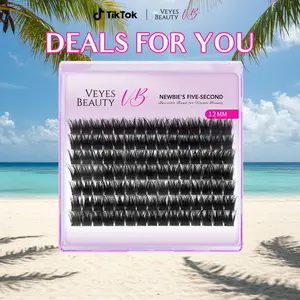 VEYESBEAUTY VB-Xtreme Single Length Cluster Lash  Invisible Band 3D Fluffy Wispy Lightweight Softness Weightless Makeup Eyelash Extensions