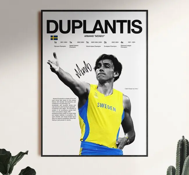 Armand Duplantis Poster, Pole Vault Wall Print, Olympic Champion Track Print, Athletics , Sports Decor, Gift for Fans, Mondo - POSTER NO FRAME