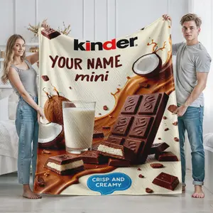 Chocolate Bar and Coconut Print Blanket  Cozy Home Decor for Living Room and Bedroom  Perfect Gift for Chocolate Lovers and Coconut Enthusiasts  Ideal for Valentine's Day  Christmas  Easter  and Birthday Celebrations  Soft Plush Throw for Adults and