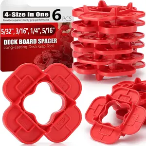 6 Packs 4-in-1 Multi-Size Deck Spacer Tool (5/32", 3/16", 1/4", 5/16") for Composite, PVC, Hardwood &  Treated Decking Board - Red & Blue Options, Easy-to-Use Deck Board Gap Tool