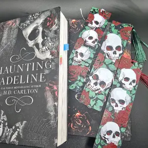Bookmarks Dark Romance Skulls and Roses With Tassels