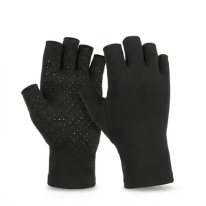 Fingerless Compression Gloves with Anti-Slip Silicone Coating, Breathable Support Gloves for Men & Women, Maximum Grip for Fitness, Work, Daily Tasks & Computer Use