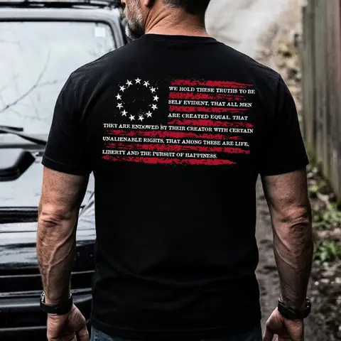 We Hold These Truths Shirt Declaration of Independence Shirt Betsy Ross Flag Graphic Tee Patriotic 1776 American Flag Shirt Life Liberty Pursuit of Happiness