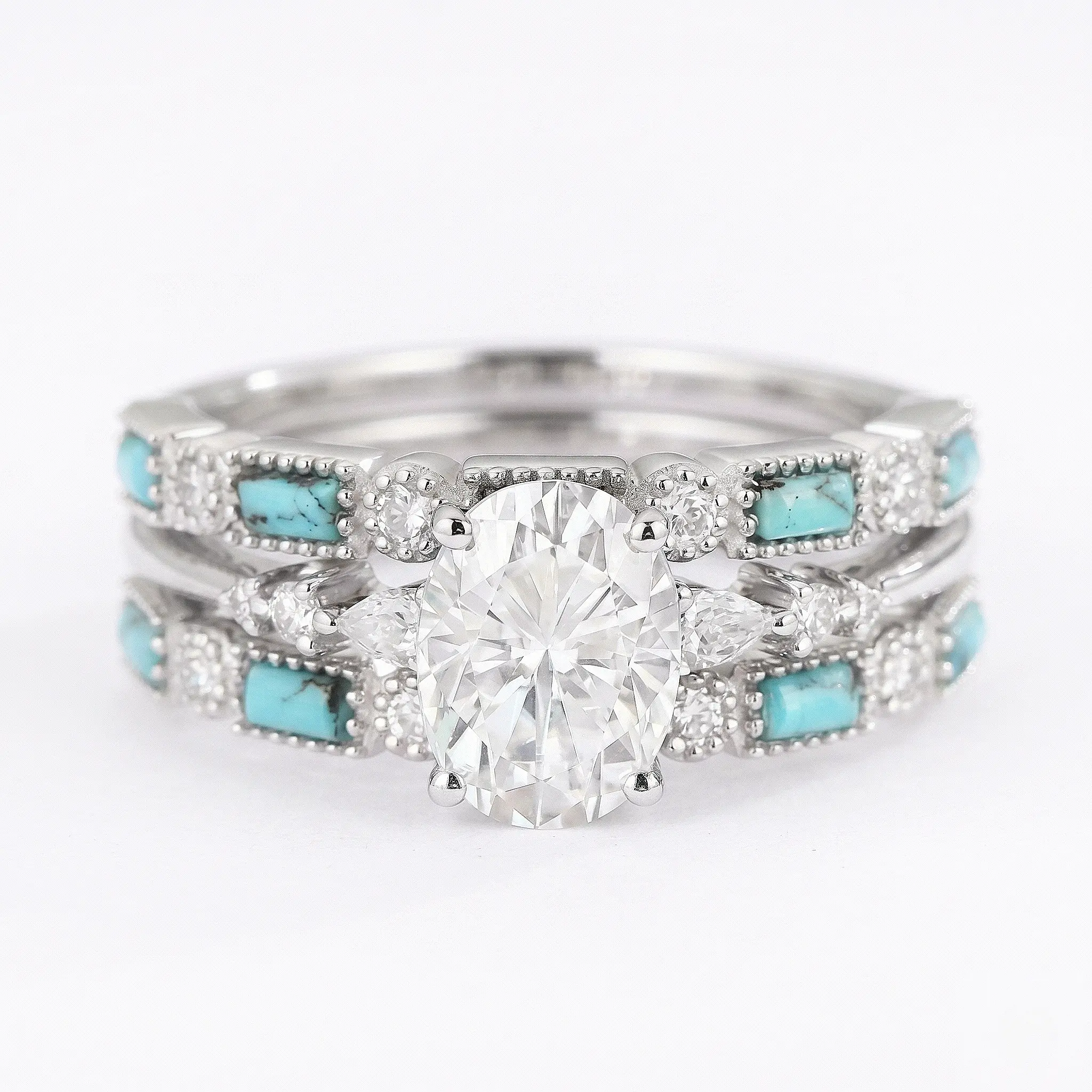 Three-in-One Synthetic Moissanite Ring: Luxurious Noble and Elegant Vow Ring and Engagement Ring