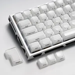 XVX Lusterfly Jelly R2 MDA Profile Keycap Set, 122  Double Shot PC+ABS Keycaps for MX Switches & ANSI Layout Mechanical Keyboards-White