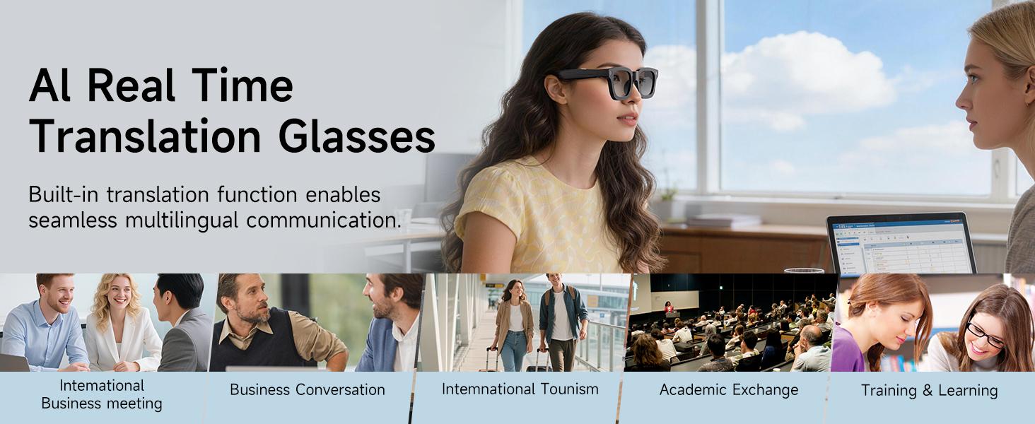 2026 New Electrochromic AI Smart Camera Glasses (8MP) ,1080P Video Recording Glasses,Real Time Translation, ChatGPT AI Voice Assistant, Open-Ear Audio,4-level electrochromic sunglasses for Men Women