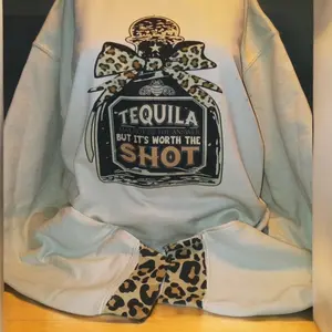 Tequila sublimated crewneck with designed cuffs Womenswear long sleeve pullover sweatshirt