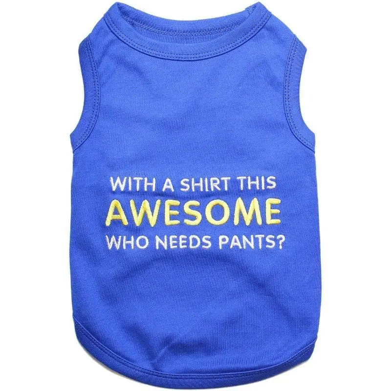 Awesome Blue Embroidered Dog Tee