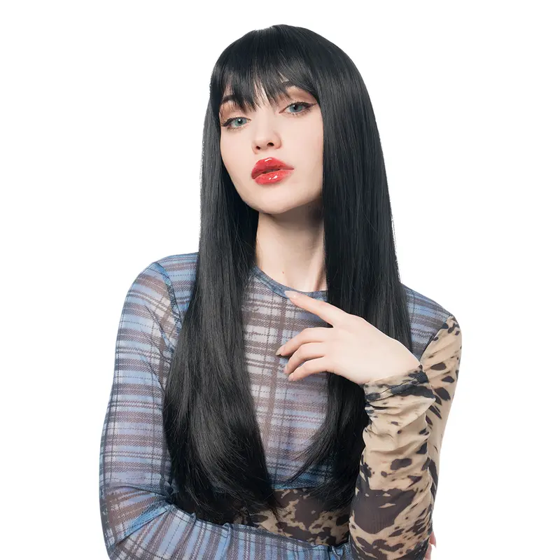 26-Inch Solid Black Straight Synthetic Wig | 【Heat Resistant】 【Cap Included】 | #51FSGA