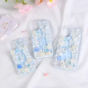 Blue Decoden iPhone Case, iPhone 12/13 Mini Pro Max Case,Fake Cream iPhone 13 Case, iPhone Cover, Accessories Crystal, Valentine's Day Gifts Screen Protector