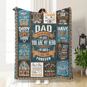 Retro style dad blanket soft and warm for all seasons digital printed polyester machine washable multi-purpose suitable for sofa home office camping daughter and son gifts