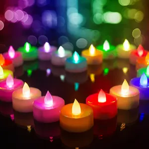 24 Pack Color Changing LED Tea Lights Bulk 200+ Hours 24 Pcs Flameless Tealight Candles with Colorful Lights Battery Operated Colored Fake Candles No Flickering Light for Kids Pets Wedding & Festival Decor SummerVibes