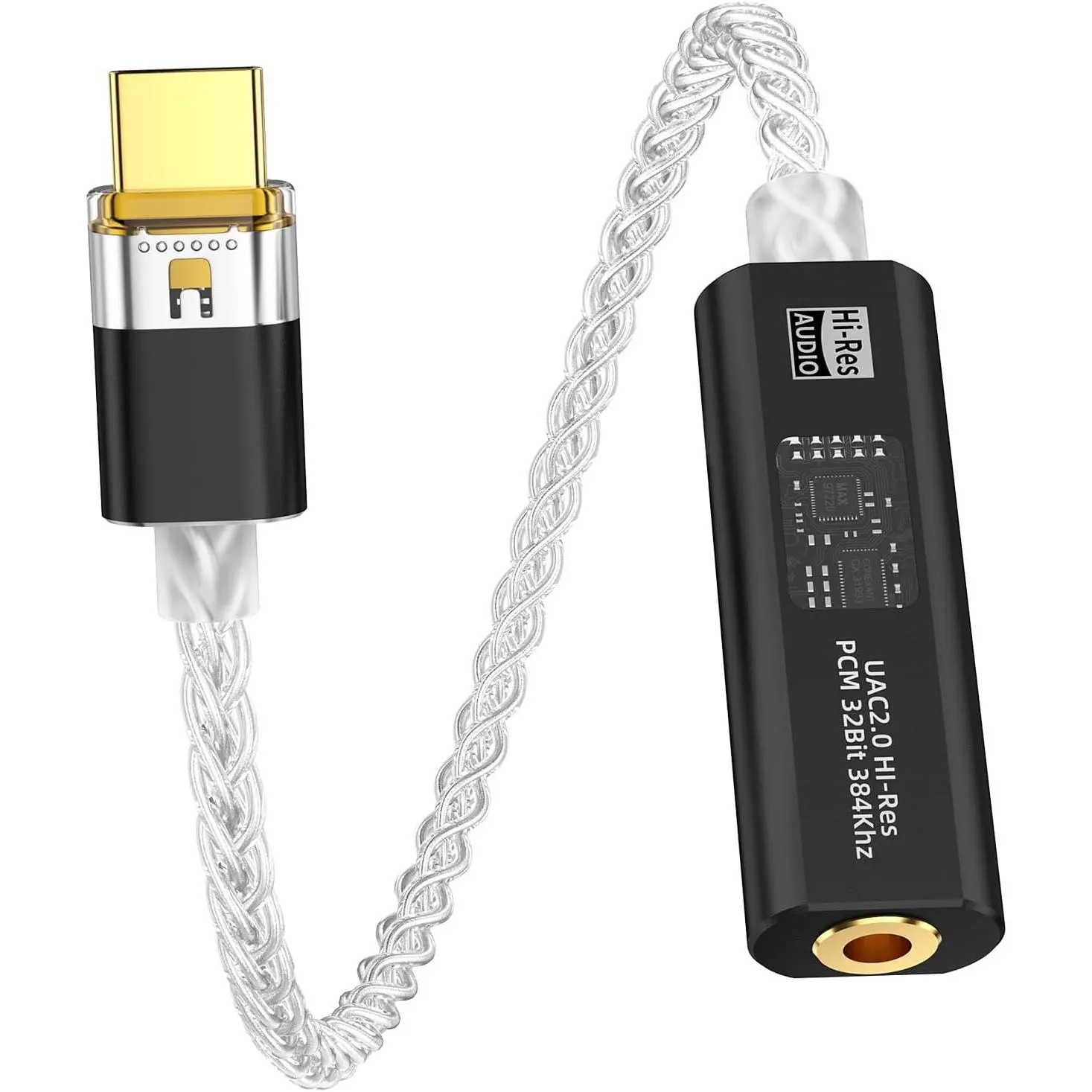USB C to 3.5mm DAC Headphone Adapter with  Chip CX31993 & MAX97220, Portable Decoding Amp Hi-Res 32bit/384KHz Audio Dongle with -Plated OCC  for , Android, , IEMs Earphones