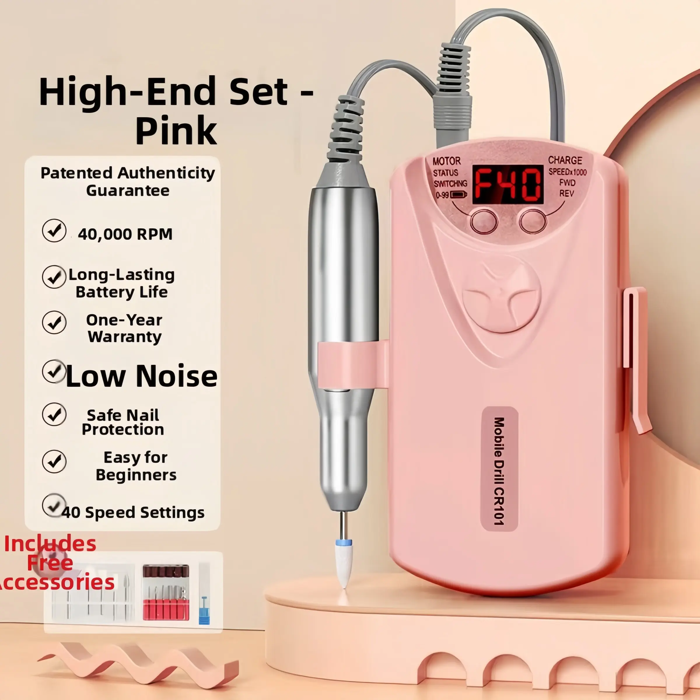 Manicure, Diy Manicure, nail drill and polishing machine, portable USB rechargeable acrylic gel set with 12 drill heads at 4000 revolutions per minute, suitable for home and salon use, ceramic nail file heads, perfect gift choice, Nail Drill Kit