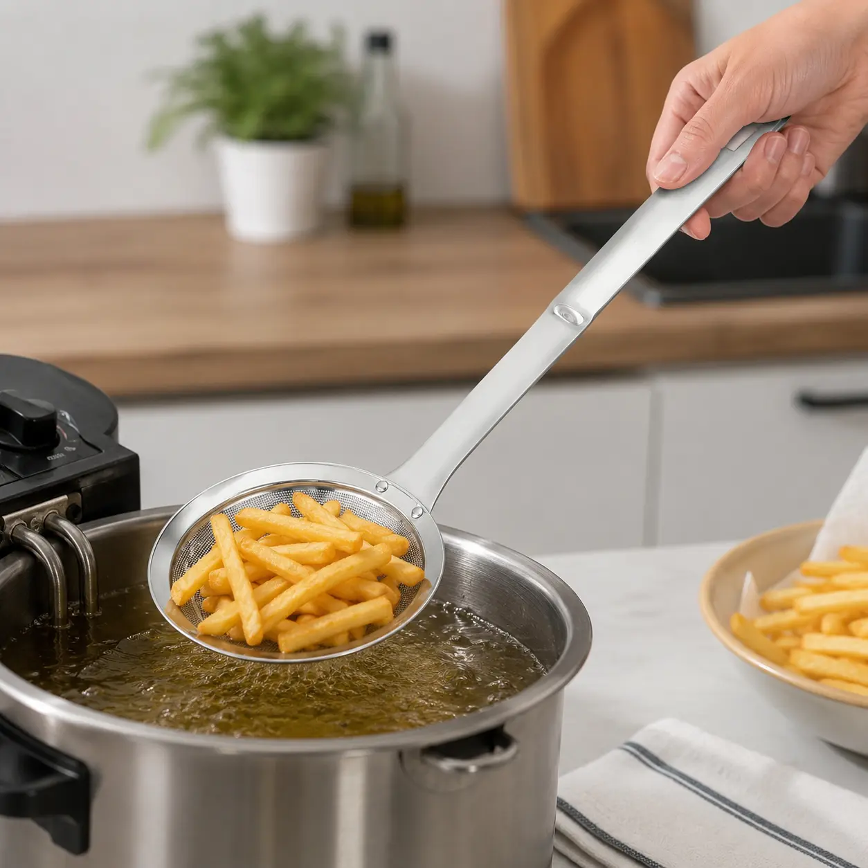 Food-Grade Stainless Steel Oil Skimmer Spoon – Ultra-Fine Mesh Filter, Dishwasher Safe for Kitchen