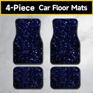 4-Piece Black & Deep Blue Starry Sky Car Floor Mats, Cosmic Galaxy Night Print Floor Liners, All-Weather Non-Slip Universal Fit for Most Cars, Trucks, SUVs & Vans,  Automotive Interior Accessories, Durable, Stain-Resistant backing design front vehicle