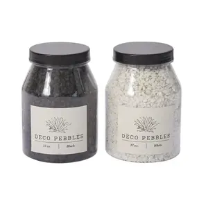 Natural Marble Deco Stone Pebbles Houseplant Accent Bowl Filler Accessory - Available in Black or White