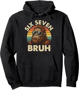 Funny 67 Bigfoot Vintage Six Seven Sasquatch Meme Graphic Pullover Hoodie YOUTH BOYS Hoodie Cotton Fabric - KitchenEra