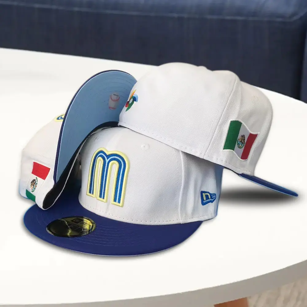 Mexico Embroidered Fitted Baseball Cap Large Size Flat Brim Hip Hop Hat