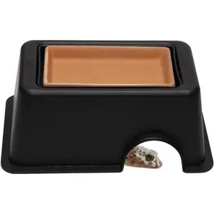 Reptile Hide Box Humidifier Caves Water Supply Hideout with Sink Basin for Lizards Turtles Amphibians Small Snake