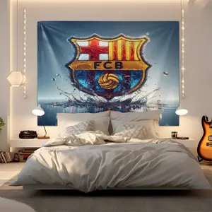 Barcelona Football Club printed pattern home decor cat print tapestry, Wall Hanging Tapestry, fashionable room flag, unique wall art in living room and bedroom, perfect gift for cat enthusiasts