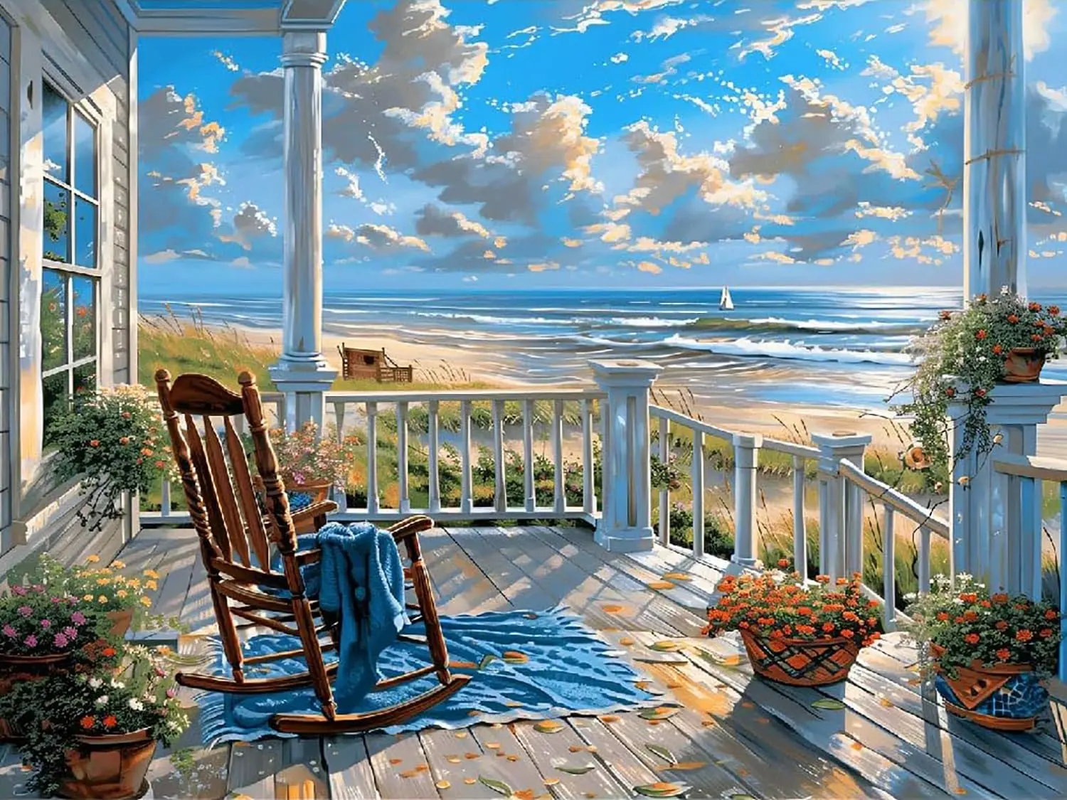 Landscape Adults Diamond Art Set,5D Beach Diamond Painting DIY Seaside Diamond Art,Round Full Diamond,Home Decoration Diamond Art Painting