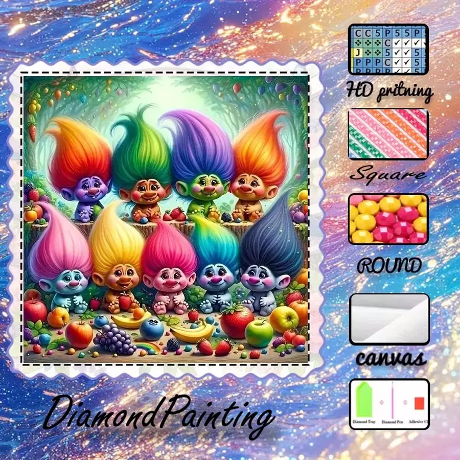 5D-DIY, advanced velor canvas, diamond art, diamond painting kit, fairy, fruit AB diamonds, fairy dust diamonds, crystal diamonds, perfect home decoration, handmade diamond art painting kit, special craft diamond art kit, Handicraft