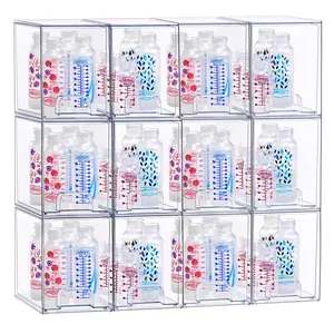 Sorbus Stackable Acrylic Storage Drawers Clear Plastic Organizer Bins for Baby Bottles Makeup Bathroom Vanity Kitchen Countertop Organization Pull-Out Drawer Design for Cabinets Pantry