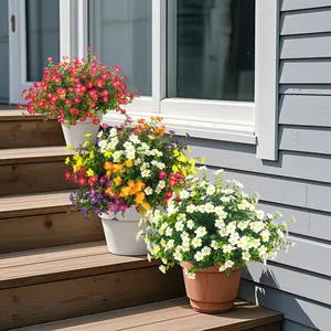 Artificial Mixed Flower 12pcs Set Outdoor UV Resistant Colorful Simulated Pansy Flowers Fake Decorative Bouquet for Home Garden Porch