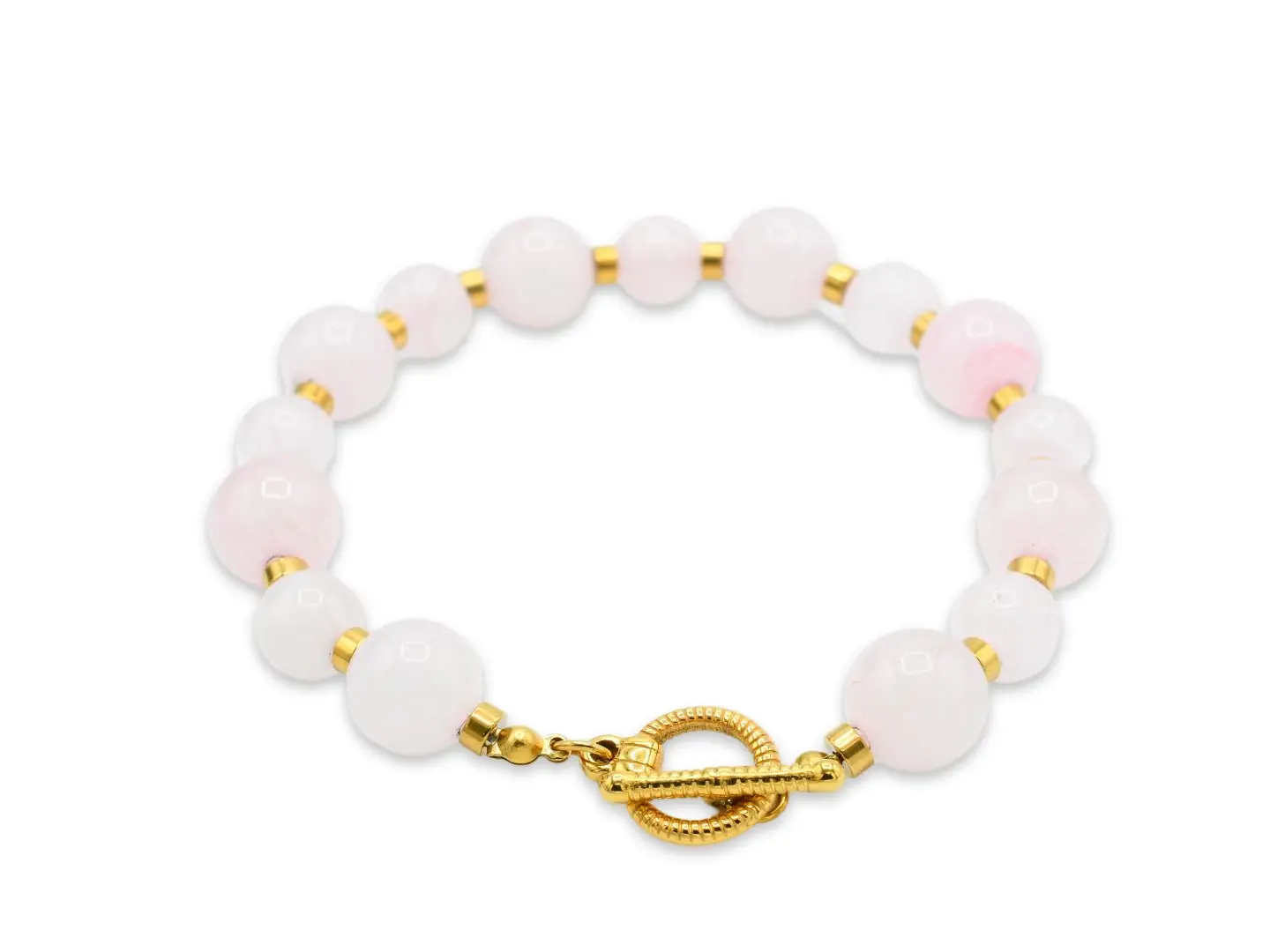 Rose Quartz Bracelet - Elegant Design with Pink Stones and Lightweight Finish