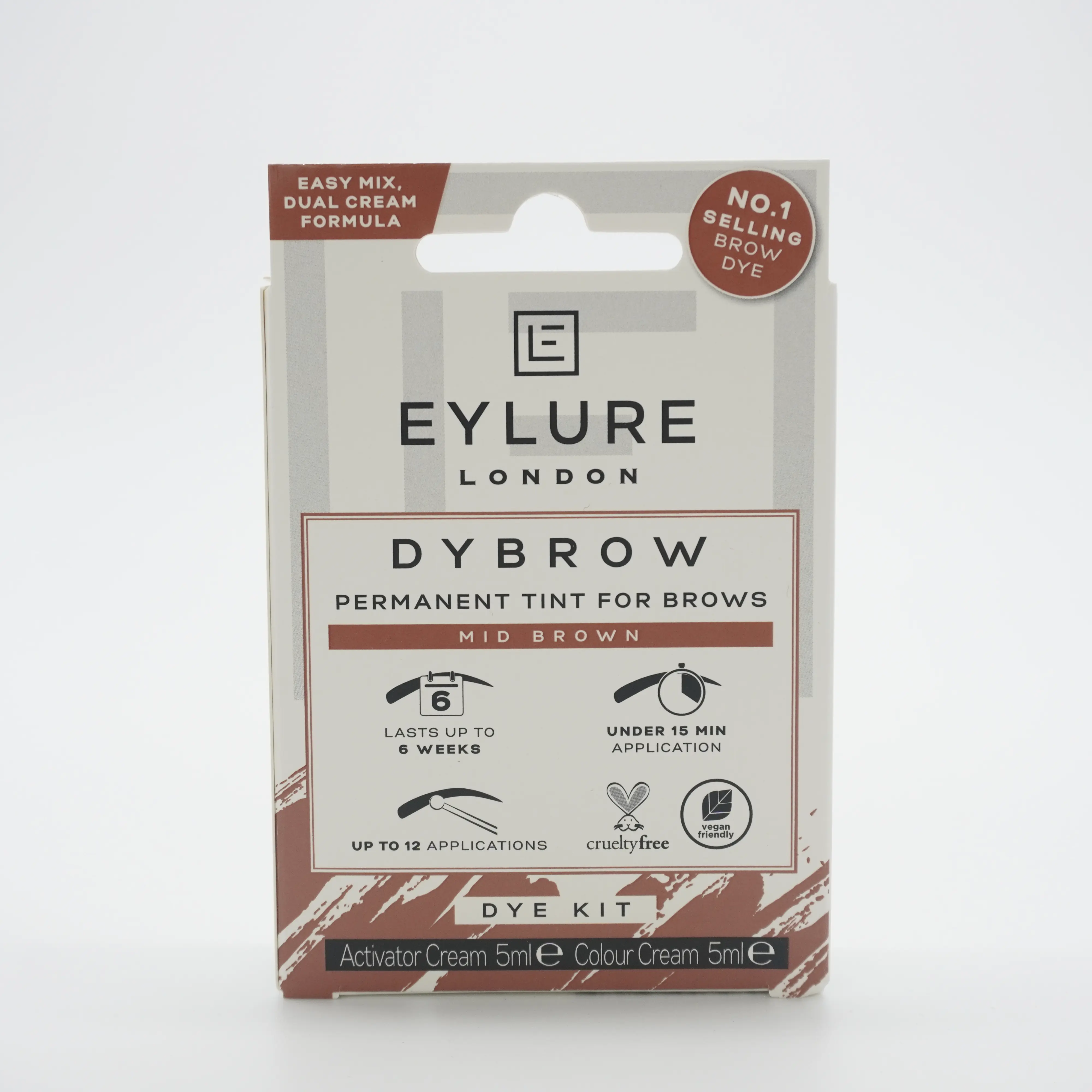 EYLURE Dybrow Eyebrow Dye - Rich (Mid Brown) Shade, Cosmetic, Easy Apply, Cruelty-Free, Fragrance-Free, Natural Look, Suitable for All Hair Types, Single Item