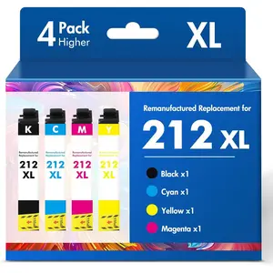 Remanufactured  for 212XL XP-4105 Ink Cartridges Combo Pack for Epson Printer Expression  XP-4100 XP 4100 4105 XP-4105 Workforce WF-2850 WF 2850 2830 WF-2830 WF-2810 (4 Pack KCMY)