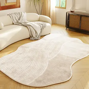 Modern Boho Style Carpet for Living Room Bedroom, Soft Comfortable Plush Rug, Nordic Cream Design, Ideal for Casual Areas, Modern Abstract Rug