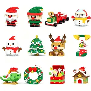 A 12-piece Christmas-themed mini building block set featuring adorable Santa Claus, snowmen, reindeer, elves, and Christmas-themed blocks. This educational toy makes an ideal holiday gift for both children and adults.