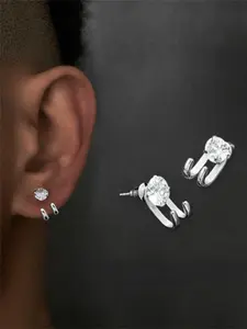 Men's Street Style Round Shaped Zircon Decor Studs Earrings, Fashionable Minimalist Earrings for Party, Daily Clothing Decor, Trendy All-match & Exquisite Jewelry for Gift