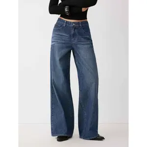 Cider Washed Denim Low Rise Straight Leg Jeans