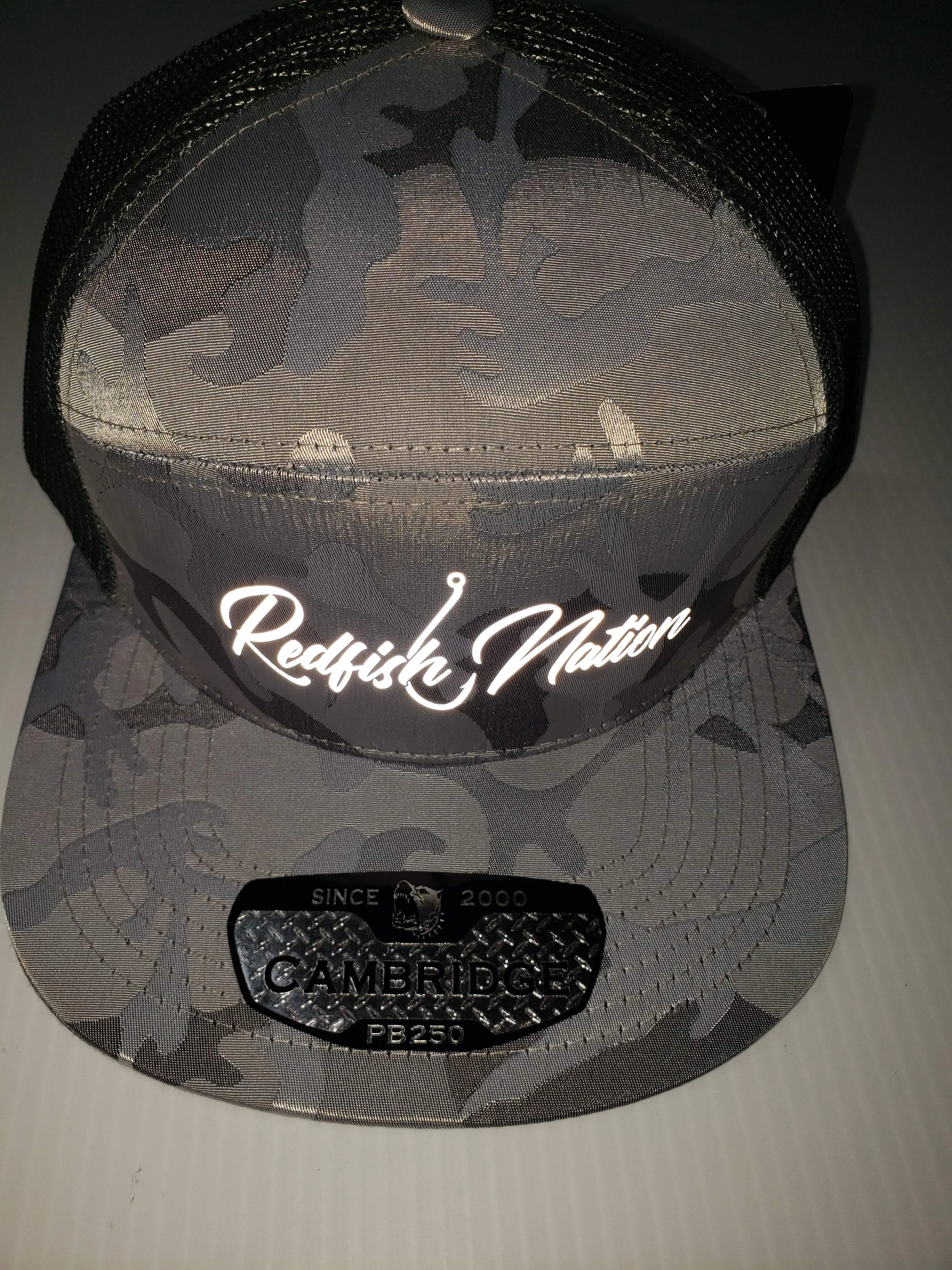 Redfish Nation Grey Camo 7 Panel Cap