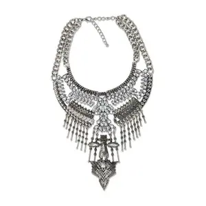 SILVER BOHO STATEMENT NECKLACE