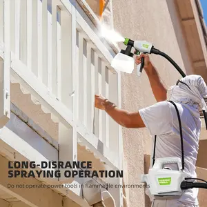 2024 HUEPAR TOOLS 800W Paint Sprayer, HVLP Electric Spray Gun with 43 Fl Oz Container, 9.8ft Air Hose, 4 Metal Nozzles & 3 Patterns, Suitable for Home Interior and Exterior Walls, House, Furniture, Fence