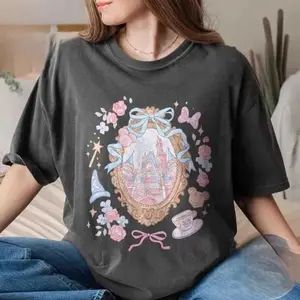 Coquette Bows Magical Castle Youth Adult T-Shirt Happiest Place Tee Retro Magic Kingdom Princess Castle Shirt Cute WDW Birthday Gift Girl Trip [Adulr - Youth - Toddler Magic Kingdom], Gift Birthday