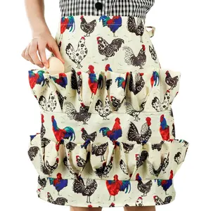 Durable canvas egg collecting apron with 15 pockets, for chicken, duck, goose eggs