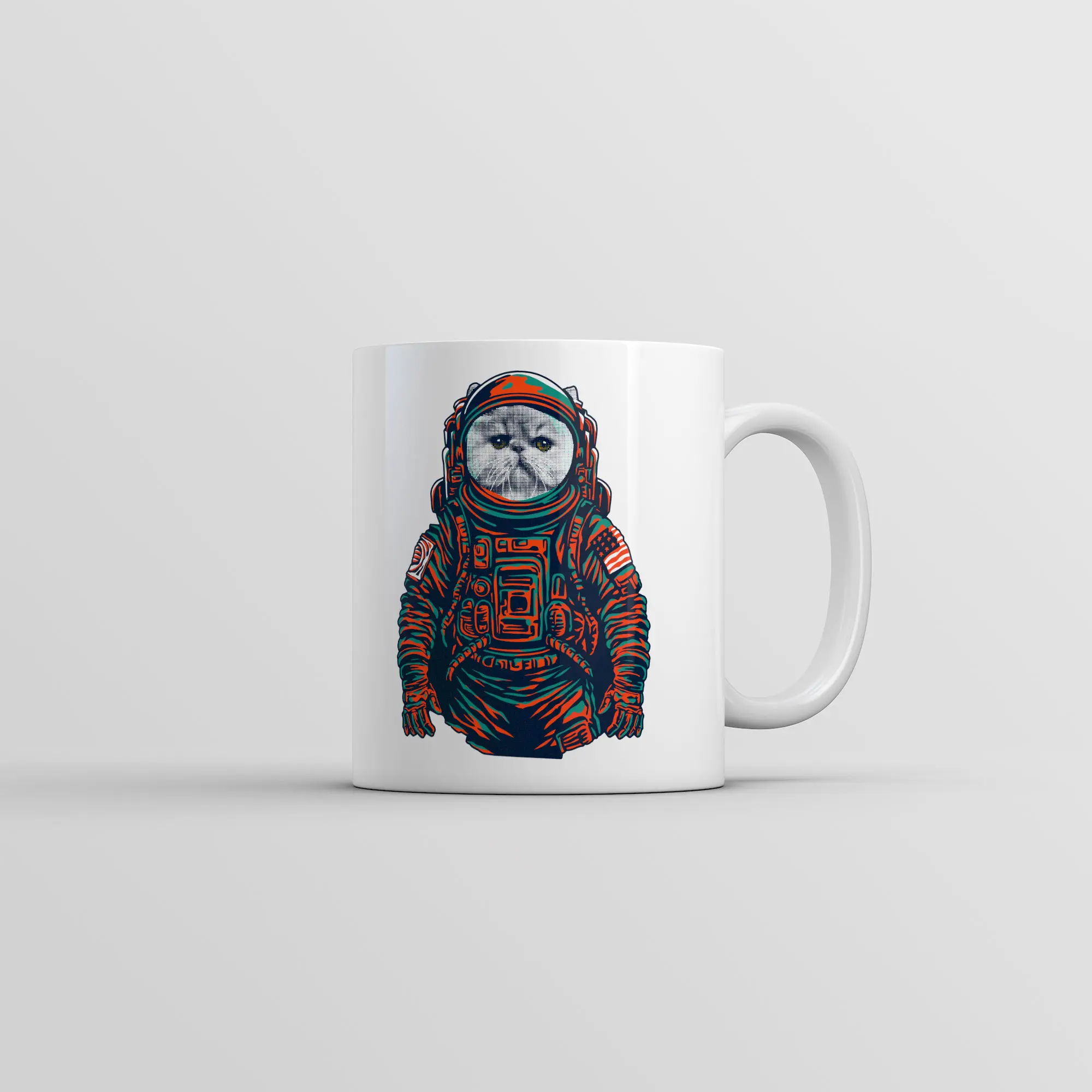 Space Kitty Mug Cool Astronaut Kitten Graphic Coffee Cup - 11oz Funny Coffee Mugs Ceramic Printed Drinkware Cup