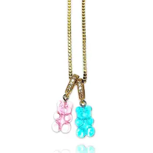Cotton Candy Double Bear Necklace