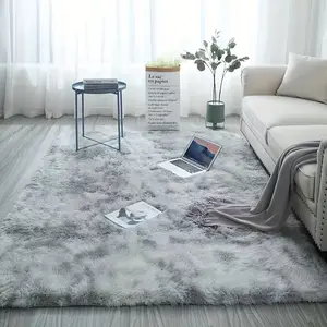 Tie-Dyed Light Grey Fluffy Rug for Bedroom Living Room Playroom Nursery Dorm Ultra Soft Plush Washable Non-Slip Comfy Shag Area Rugs Fuzzy Carpet