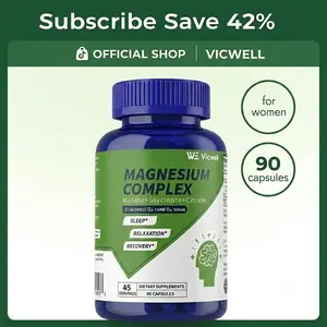 VICWELL Magnesium Complex for Women, 90 Vegetarian Capsules ，magnesium glycinate， Healthcare Edible Supplement