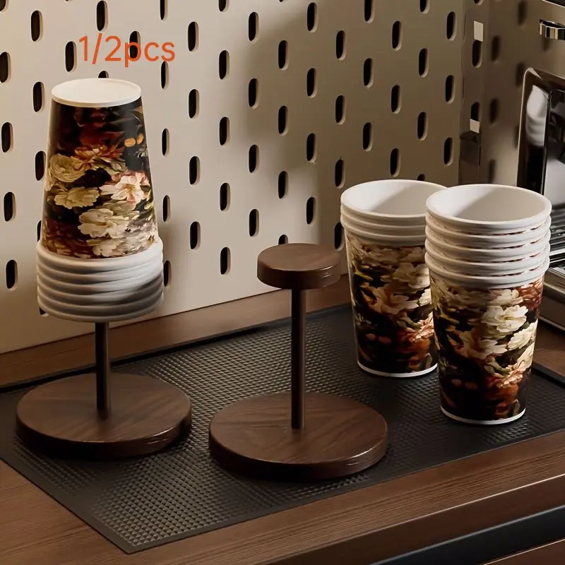 Convenient Disposable Cup Holder, Abs Plastic Material, Wood Grain Design, Ideal for Home, Office, Bathroom, Café, Party Use