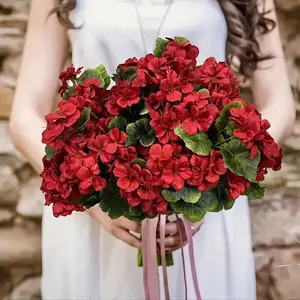 Artificial Red Hydrangea, 2 Counts Faux Hydrangea, Decorative Flowers for Home Party Wedding Anniversary Festival Decor, Fruit
