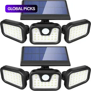 Solar-Powered Outdoor Wall Light, 3-Head Rotating Waterproof Street Light with 74 LEDs, Motion-Sensor Road Lighting, Courtyard Light, Solar Powered Lights, Solar Street Lamp #GLOBAL PICKS
