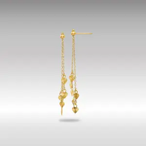 14K Gold Diamond Cut Heart Post Dangle Earrings - Model TL461